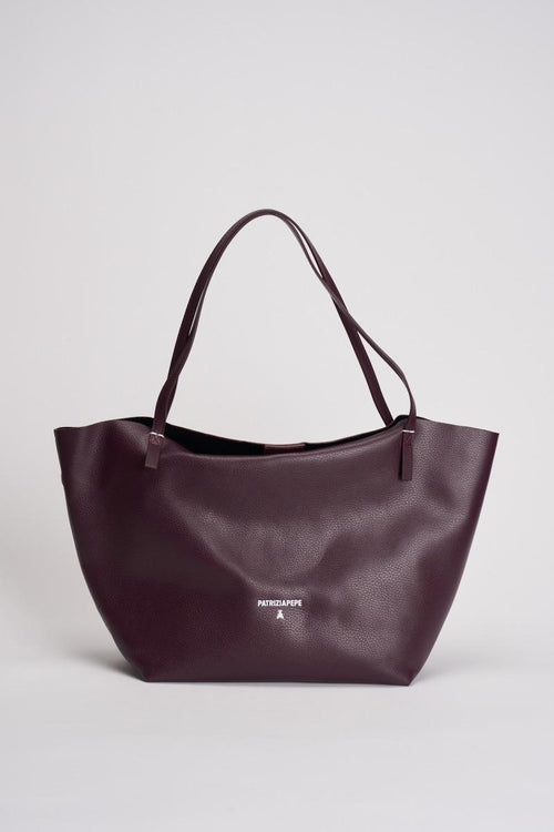 Borsa shopper donna in pelle bordeaux