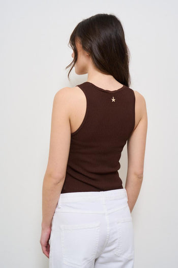 Canotta donna marrone con lurex - 3
