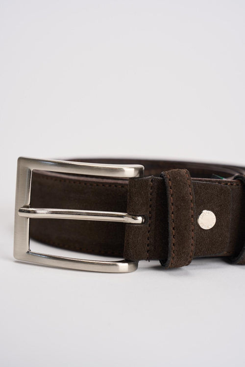 Cintura uomo in suede marrone - 2