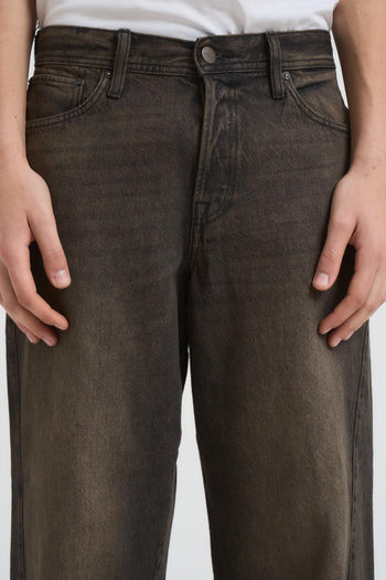 Jeans uomo wide fit denim marrone - 6