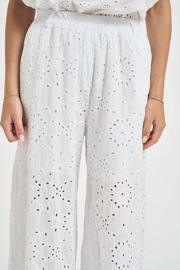 Pantalone donna in sangallo bianco - 5