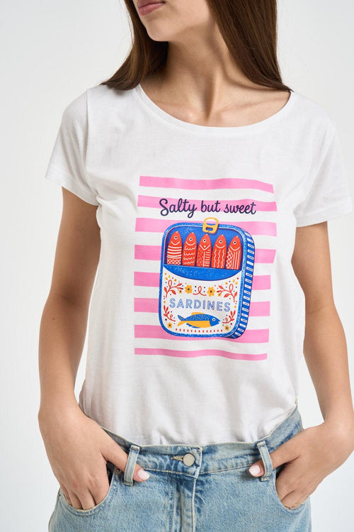 T-shirt donna fantasia bianca - 2