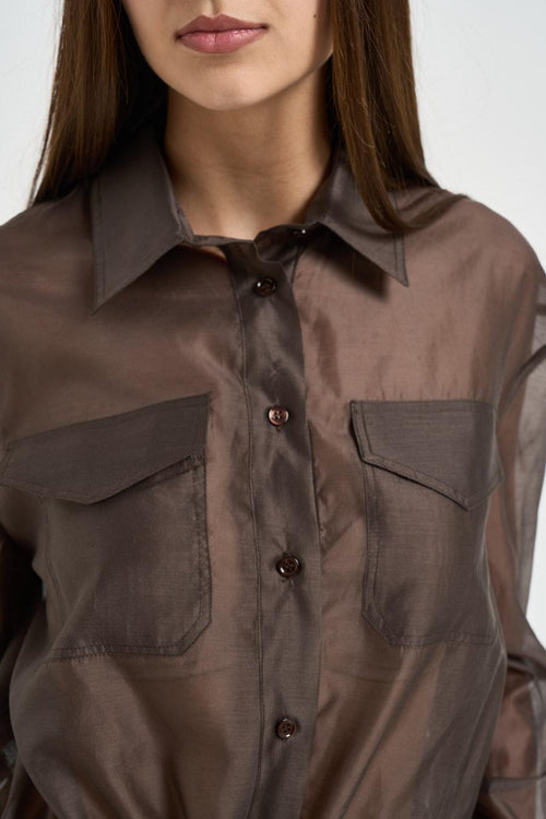 Camicia donna semitrasparente marrone - 2