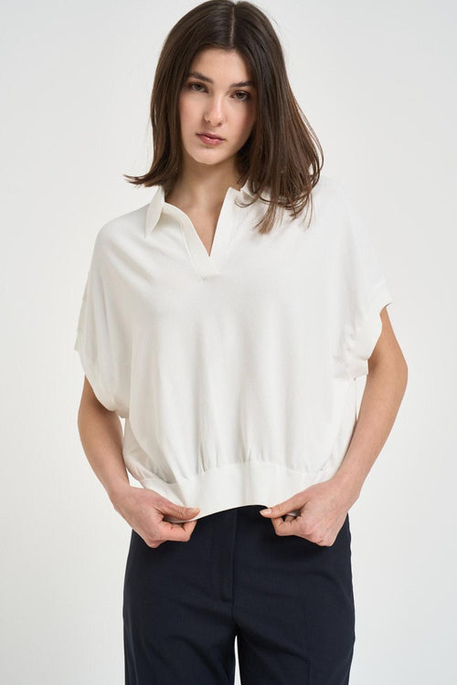 Polo donna manica corta bianca - 1