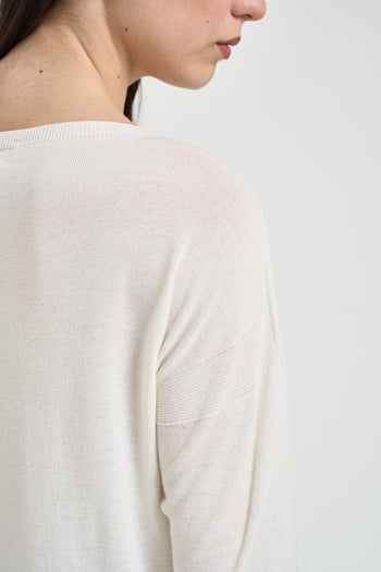 Maglia donna scollo a barca bianca - 4