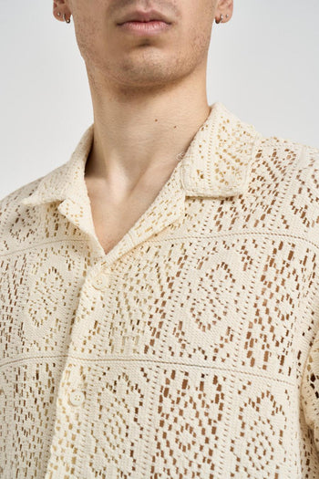 Camicia uomo traforata panna - 3