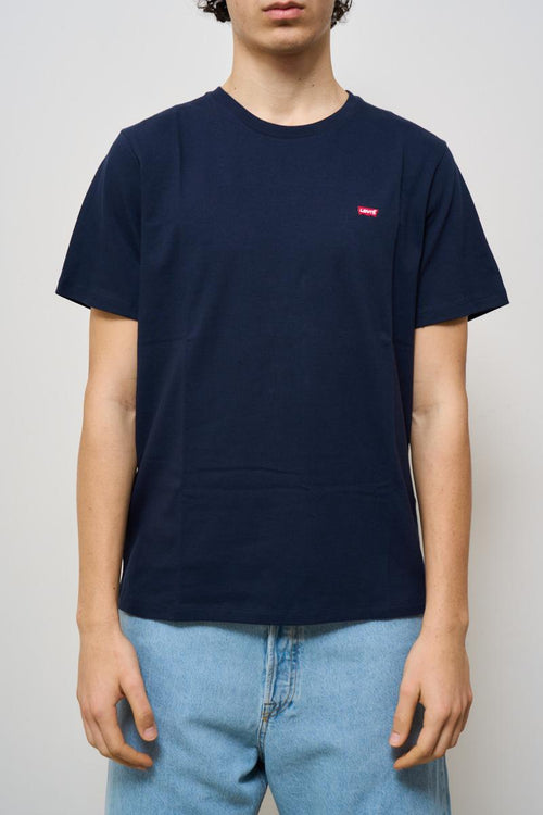 T-shirt uomo girocollo blu con logo