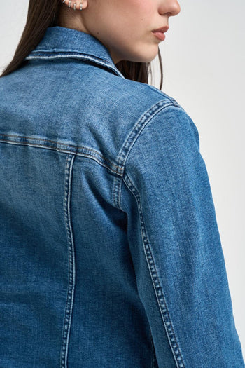 Giacca donna di jeans cropped blu - 4
