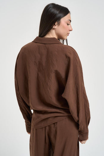 Camicia donna over fit moro - 5