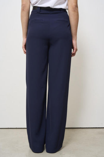 Blue women's trousers with belt - 5