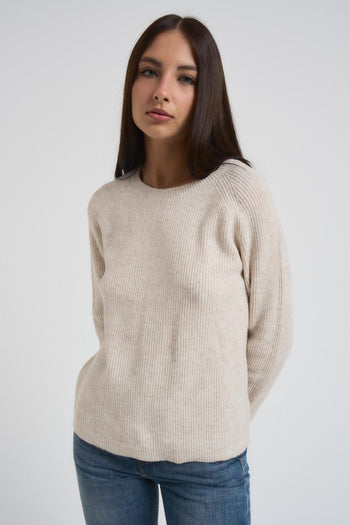 Maglia donna beige a costine - 3