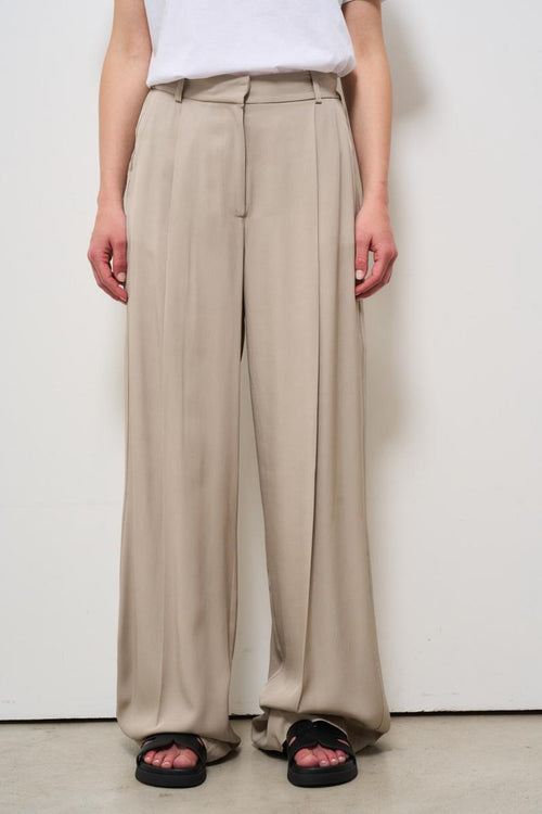 Pantalone donna a palazzo beige<BR/>