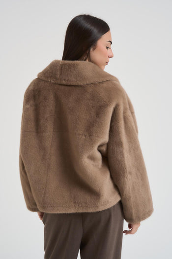 Cappotto donna in pelliccia tortora - 4