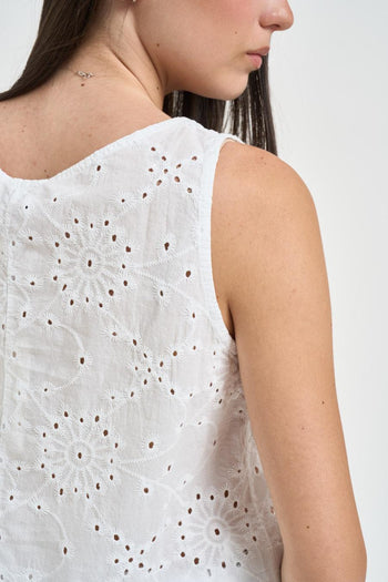 Top donna in sangallo bianco - 5