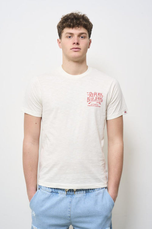 T-shirt uomo girocollo panna vintage