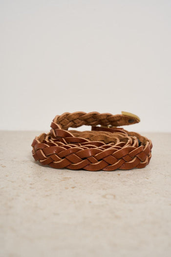 Cintura donna a treccia marrone - 3