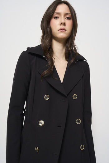 Trench donna midi doppiopetto nero - 3