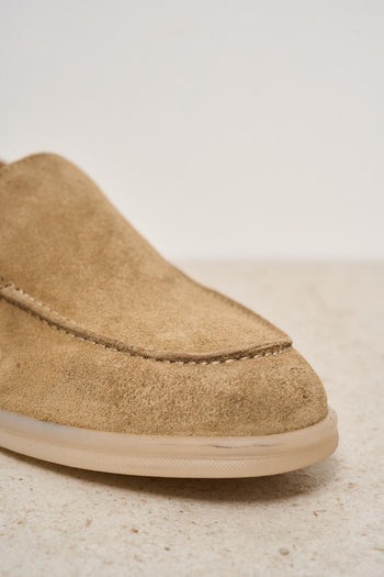 Mocassino uomo in suede beige - 4