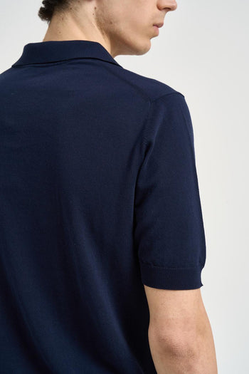 Polo uomo in maglia blu notte - 4