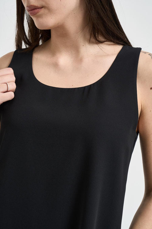 Top donna in tessuto fluido nero - 2
