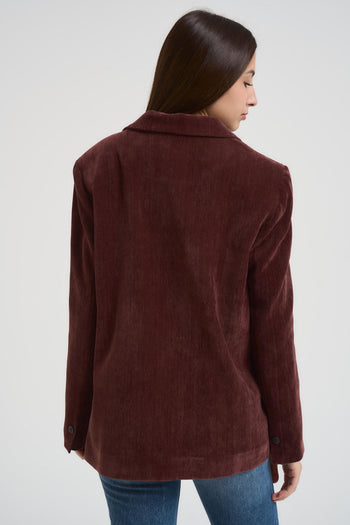 Giacca donna monopetto in velluto bordeaux - 4