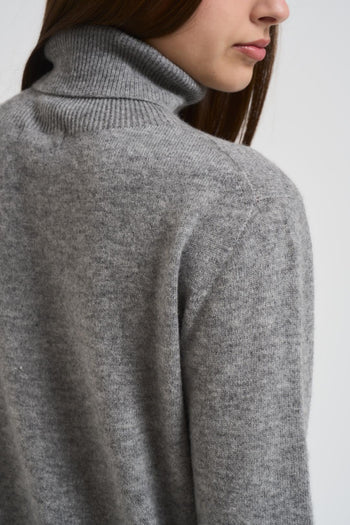 Maglia donna a collo alto grigia - 4