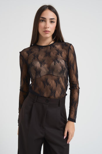 Maglia pizzo donna nera - 4
