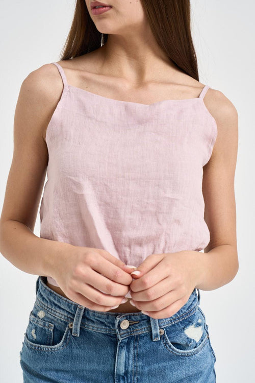 Top donna in lino rosa - 2
