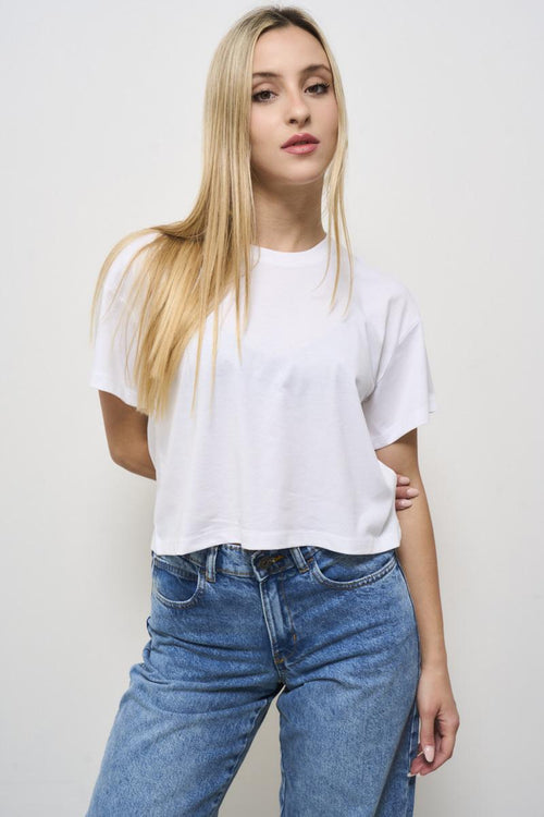 Women's white cropped t-shirt