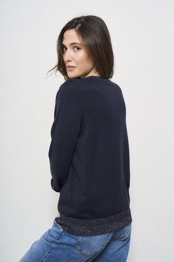 Women's blue crew neck sweater - 3