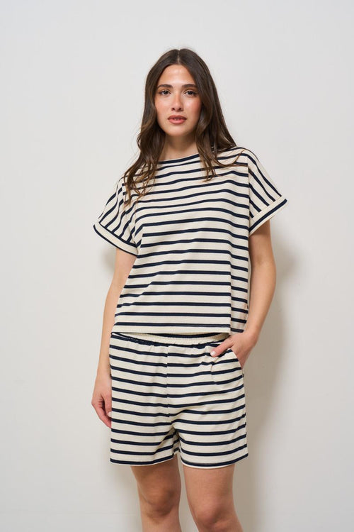 Completo donna a righe blu