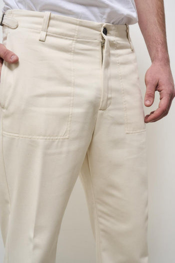 Men's regular fit cream trousers - 5