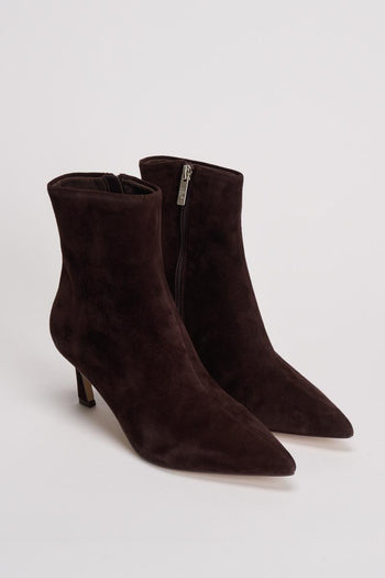 Stivaletto donna con tacco in suede marone - 4