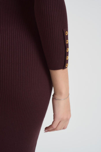 Abito donna collo alto bordeaux - 5
