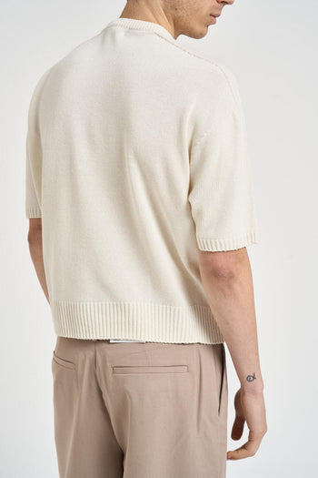 Polo uomo in maglia panna - 4