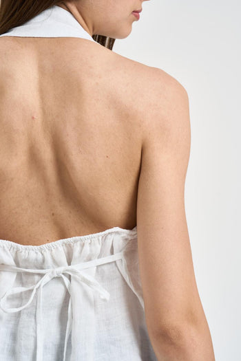 Top donna in lino bianco - 4