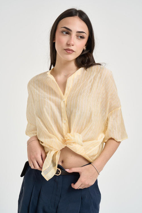 Camicia donna gialla a righe sottili