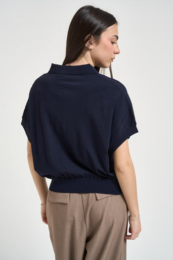 Polo donna manica corta blu - 3