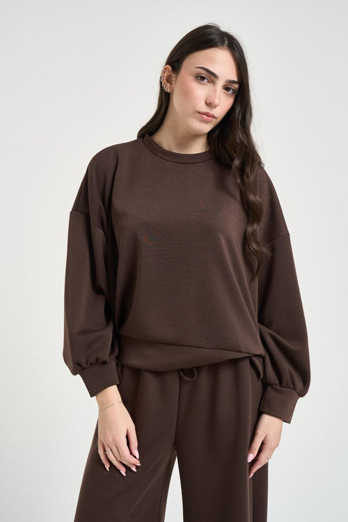 Felpa donna cropped moro - 2