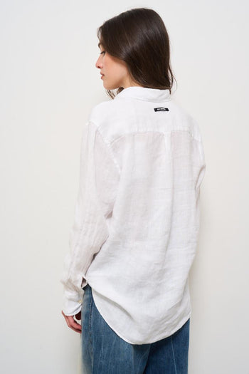 Camicia donna in lino bianca - 4