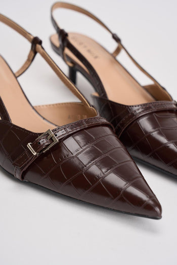 Slingback donna pitonate marrone - 4