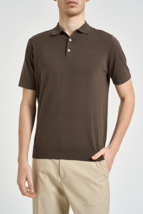 Polo uomo in maglia marrone