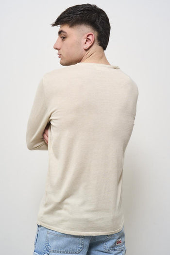 Men's crew neck cream sweater - 5