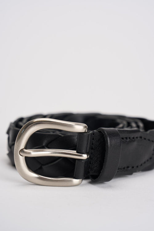 Cintura uomo in pelle intrecciata nera - 2