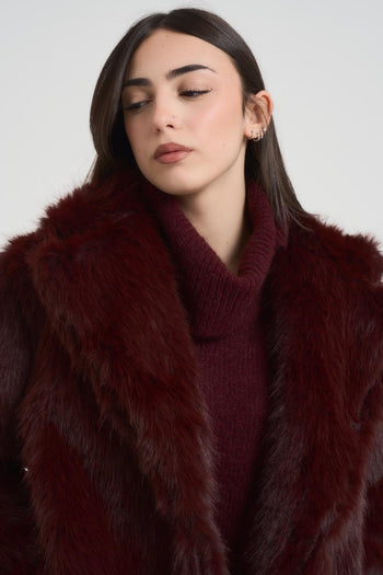 Ecopelliccia donna corta marrone - 3