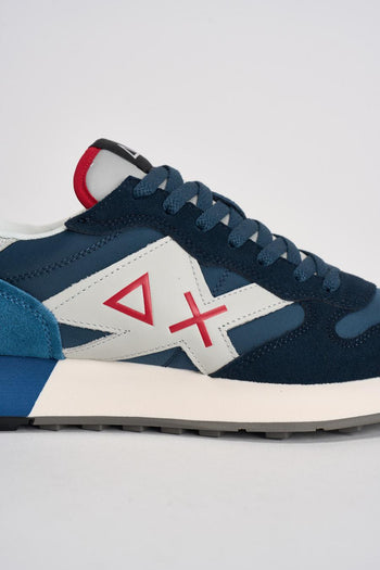 Sneakers uomo in suede blu e celeste - 3