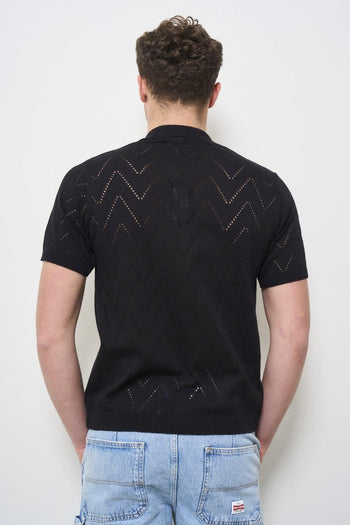 Polo uomo traforata nera - 4
