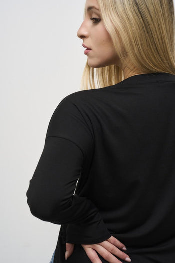 Maglia donna scollo a barca nera - 4