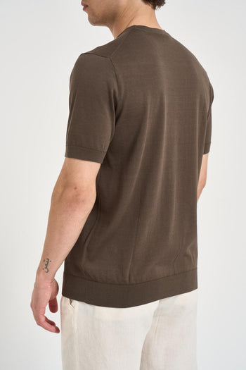 T-shirt uomo in maglia marrone - 3