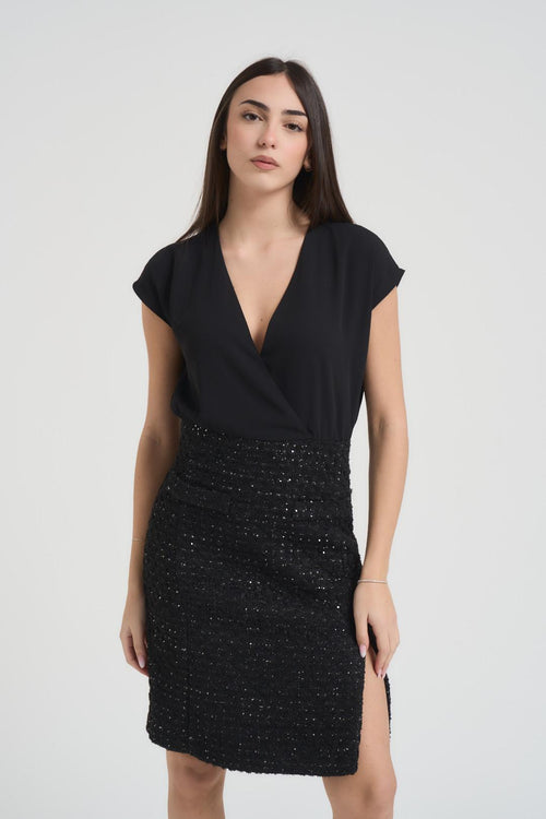 Abito donna nero con dettaglio lurex